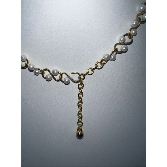 Vintage Faux Pearl and S Link Chain Necklace - Picture 6 of 7